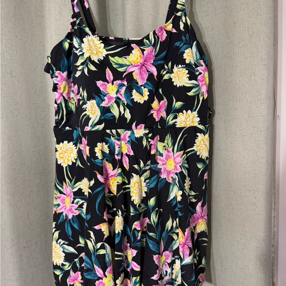 Torrid Black Floral One Piece Swimsuit